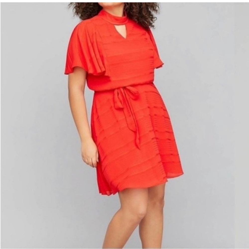 Lane Bryant Flutter Sleeves Mini Dress Size 20 Fit & Flare Tie Up Waist Boho